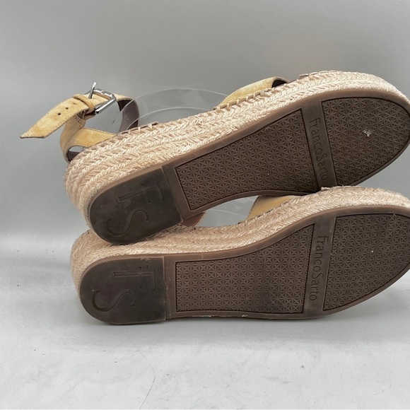 Franco Sarto Pellia Espadrille Sandals Size 10M Sand Suede Wedge Ankle Strap - Picture 8 of 10